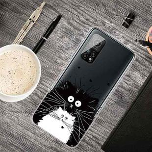 For Xiaomi Mi 10T Pro Colored Drawing Clear TPU Protective Cases(Black And White Rat)