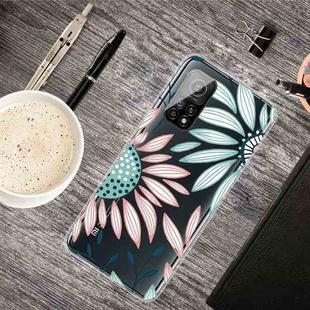 For Xiaomi Mi 10T Pro Colored Drawing Clear TPU Protective Cases(Pink Green Flower)