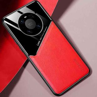 For Huawei Mate 40 Pro All-inclusive Leather + Organic Glass Protective Case with Metal Iron Sheet(Red)