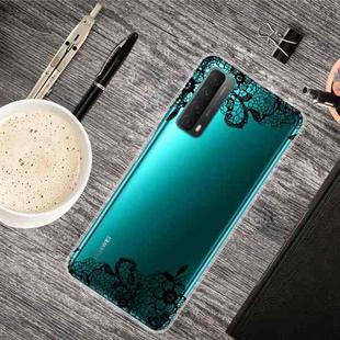 For Huawei P Smart 2021 Shockproof Painted Transparent TPU Protective Case(Lace Flower)