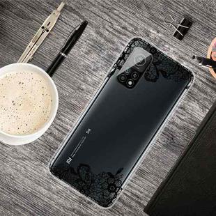 For Xiaomi Mi 10T Pro 5G Shockproof Painted Transparent TPU Protective Case(Lace Flower)