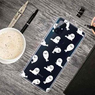 For OnePlus Nord N100 Shockproof Painted Transparent TPU Protective Case(White Sea Lion)