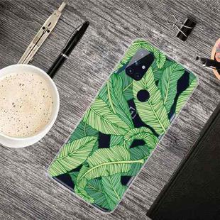 For OnePlus Nord N100 Shockproof Painted Transparent TPU Protective Case(Banana Leaf)