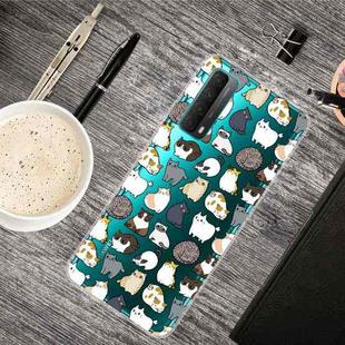For Huawei P Smart 2021 Shockproof Painted Transparent TPU Protective Case(Mini Cat)