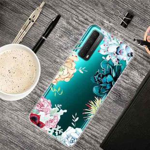For Huawei P Smart 2021 Shockproof Painted Transparent TPU Protective Case(Gem Flower)