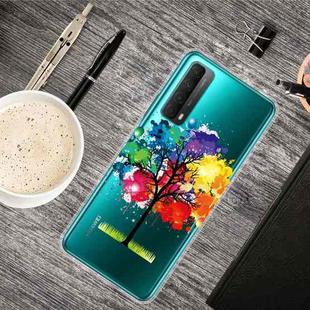 For Huawei P Smart 2021 Shockproof Painted Transparent TPU Protective Case(Oil Painting Tree)