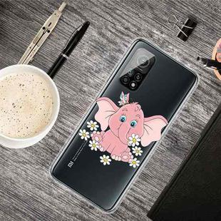 For Xiaomi Mi 10T Pro Shockproof Painted Transparent TPU Protective Case(Little Pink Elephant)
