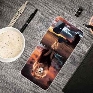 For OnePlus Nord N10 5G Shockproof Painted Transparent TPU Protective Case(Desert Lion)