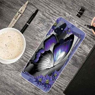 For OnePlus Nord N10 5G Shockproof Painted Transparent TPU Protective Case(Great Purple Butterfly)