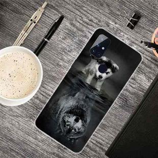 For OnePlus Nord N100 Shockproof Painted Transparent TPU Protective Case(Reflected Wolf)