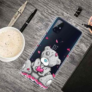 For OnePlus Nord N100 Shockproof Painted Transparent TPU Protective Case(Doll Bear)