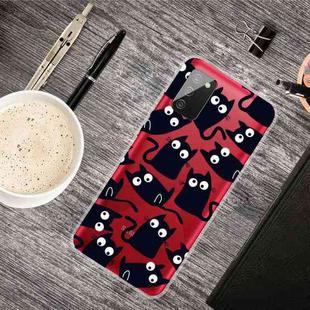 For Samsung Galaxy A02s Colored Drawing Clear TPU Protective Cases(Funny Cat)