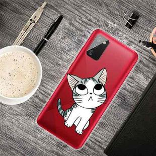For Samsung Galaxy A02s Colored Drawing Clear TPU Protective Cases(Tilted Head Cat)
