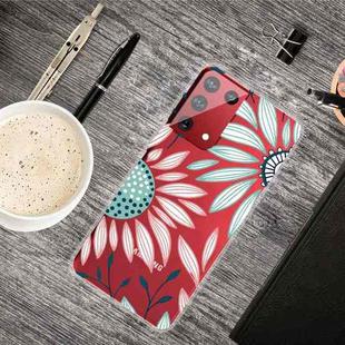 For Samsung Galaxy S21 5G Colored Drawing Clear TPU Protective Cases(Pink Green Flower)