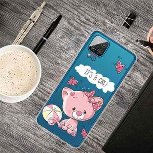 For Samsung Galaxy A12 Shockproof Painted Transparent TPU Protective Case(Cute Cat)