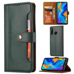 For Huawei P30 Lite Calf Texture Double Fold Clasp Horizontal Flip Leather Case with Photo Frame & Holder & Card Slots & Wallet(Green)