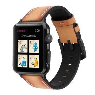 Retro Head-layer Cowhide Genuine Leather Watch Band For Apple Watch Ultra 49mm / Series 8&7 45mm / SE 2&6&SE&5&4 44mm / 3&2&1 42mm(Light Brown)