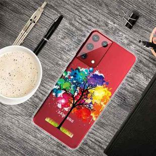 For Samsung Galaxy S21 5G Shockproof Painted Transparent TPU Protective Case(Oil Painting Tree)