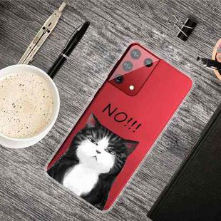 For Samsung Galaxy S21 Ultra 5G Shockproof Painted Transparent TPU Protective Case(NO Cat)