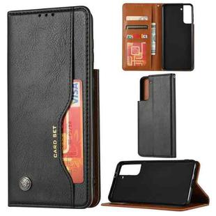 For Samsung Galaxy S21+ 5G Knead Skin Texture Horizontal Flip Leather Case with Photo Frame & Holder & Card Slots & Wallet(Black)