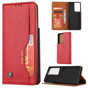 For Samsung Galaxy S21 Ultra 5G Knead Skin Texture Horizontal Flip Leather Case with Photo Frame & Holder & Card Slots & Wallet(Red)