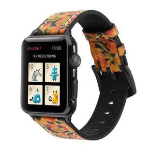 Retro Head-layer Cowhide Genuine Leather Watch Band For Apple Watch Series 8&7 41mm / SE 2&6&SE&5&4 40mm / 3&2&1 38mm(Orange)