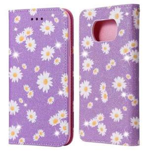For Xiaomi Poco X3 NFC Glittering Daisy Magnetic Horizontal Flip Leather Case with Holder & Card Slots & Photo Frame(Purple)
