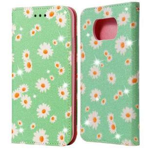 For Xiaomi Poco X3 NFC Glittering Daisy Magnetic Horizontal Flip Leather Case with Holder & Card Slots & Photo Frame(Green)