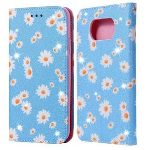 For Xiaomi Poco X3 NFC Glittering Daisy Magnetic Horizontal Flip Leather Case with Holder & Card Slots & Photo Frame(Blue)