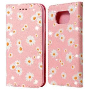 For Xiaomi Poco X3 NFC Glittering Daisy Magnetic Horizontal Flip Leather Case with Holder & Card Slots & Photo Frame(Pink)