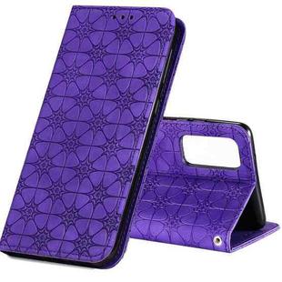 For Samsung Galaxy S20 FE Lucky Flowers Embossing Pattern Magnetic Horizontal Flip Leather Case with Holder & Card Slots(Purple)