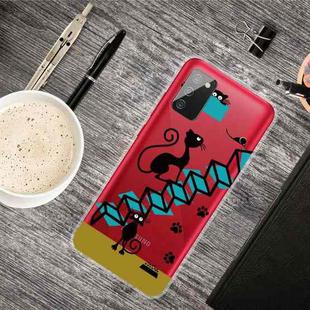 For Samsung Galaxy A02s Shockproof Painted Transparent TPU Protective Case(Stair Cat)
