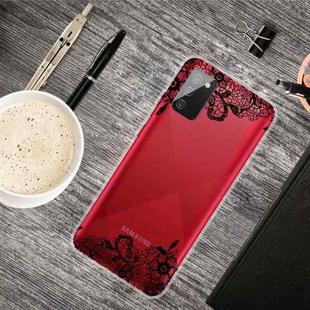 For Samsung Galaxy A02s Shockproof Painted Transparent TPU Protective Case(Lace Flower)