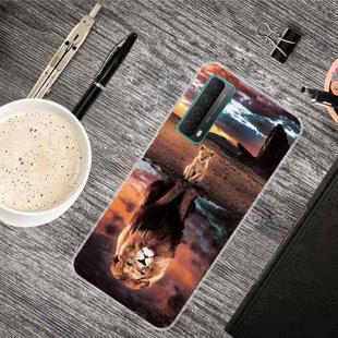 For Huawei P Smart 2021 Shockproof Painted Transparent TPU Protective Case(Desert Lion)