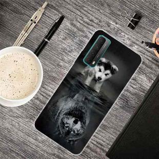 For Huawei P Smart 2021 Shockproof Painted Transparent TPU Protective Case(Reflected Wolf)