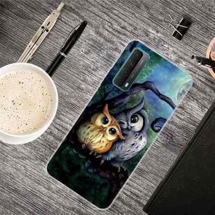 For Huawei P Smart 2021 Shockproof Painted Transparent TPU Protective Case(Owl)