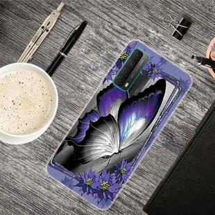 For Huawei P Smart 2021 Shockproof Painted Transparent TPU Protective Case(Great Purple Butterfly)