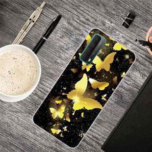 For Huawei P Smart 2021 Shockproof Painted Transparent TPU Protective Case(Dorking Butterfly)