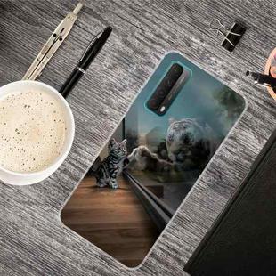 For Huawei P Smart 2021 Shockproof Painted Transparent TPU Protective Case(Glass Tiger)