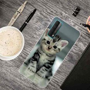 For Huawei P Smart 2021 Shockproof Painted Transparent TPU Protective Case(Sitting Cat)