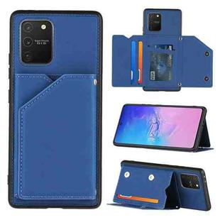 For Samsung Galaxy M80s & A91 Skin Feel PU + TPU + PC Back Cover Shockproof Case with Card Slots & Holder & Photo Frame(Royal Blue)