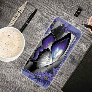 For Samsung Galaxy A02s Shockproof Painted Transparent TPU Protective Case(Great Purple Butterfly)