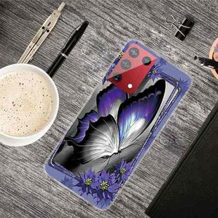 For Samsung Galaxy S21+ 5G Shockproof Painted Transparent TPU Protective Case(Great Purple Butterfly)