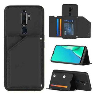 For OPPO A9 2020 Skin Feel PU + TPU + PC Back Cover Shockproof Case with Card Slots & Holder & Photo Frame(Black)