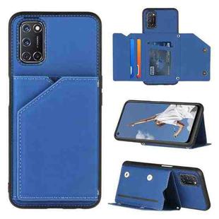 For OPPO A52 & A72 & A92 Skin Feel PU + TPU + PC Back Cover Shockproof Case with Card Slots & Holder & Photo Frame(Royal Blue)