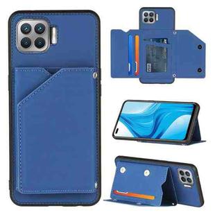 For OPPO F17 Pro & A93 Skin Feel PU + TPU + PC Back Cover Shockproof Case with Card Slots & Holder & Photo Frame(Royal Blue)