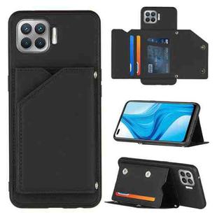 For OPPO F17 Pro & A93 Skin Feel PU + TPU + PC Back Cover Shockproof Case with Card Slots & Holder & Photo Frame(Black)