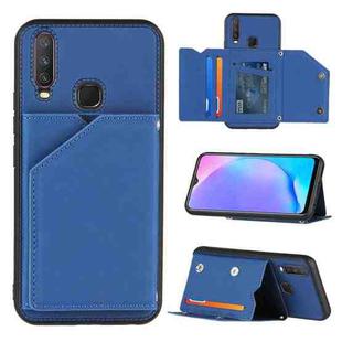 For vivo Y17 & Y15 & Y12 Skin Feel PU + TPU + PC Back Cover Shockproof Case with Card Slots & Holder & Photo Frame(Royal Blue)