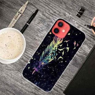  For iPhone 12 / 12 Pro Shockproof Painted Transparent TPU Protective Case(Colorful Feathers)