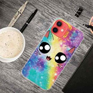 For iPhone 12 / 12 Pro Shockproof Painted Transparent TPU Protective Case(Starry Cute Cat)